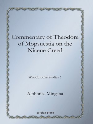 cover image of Commentary of Theodore of Mopsuestia on the Nicene Creed